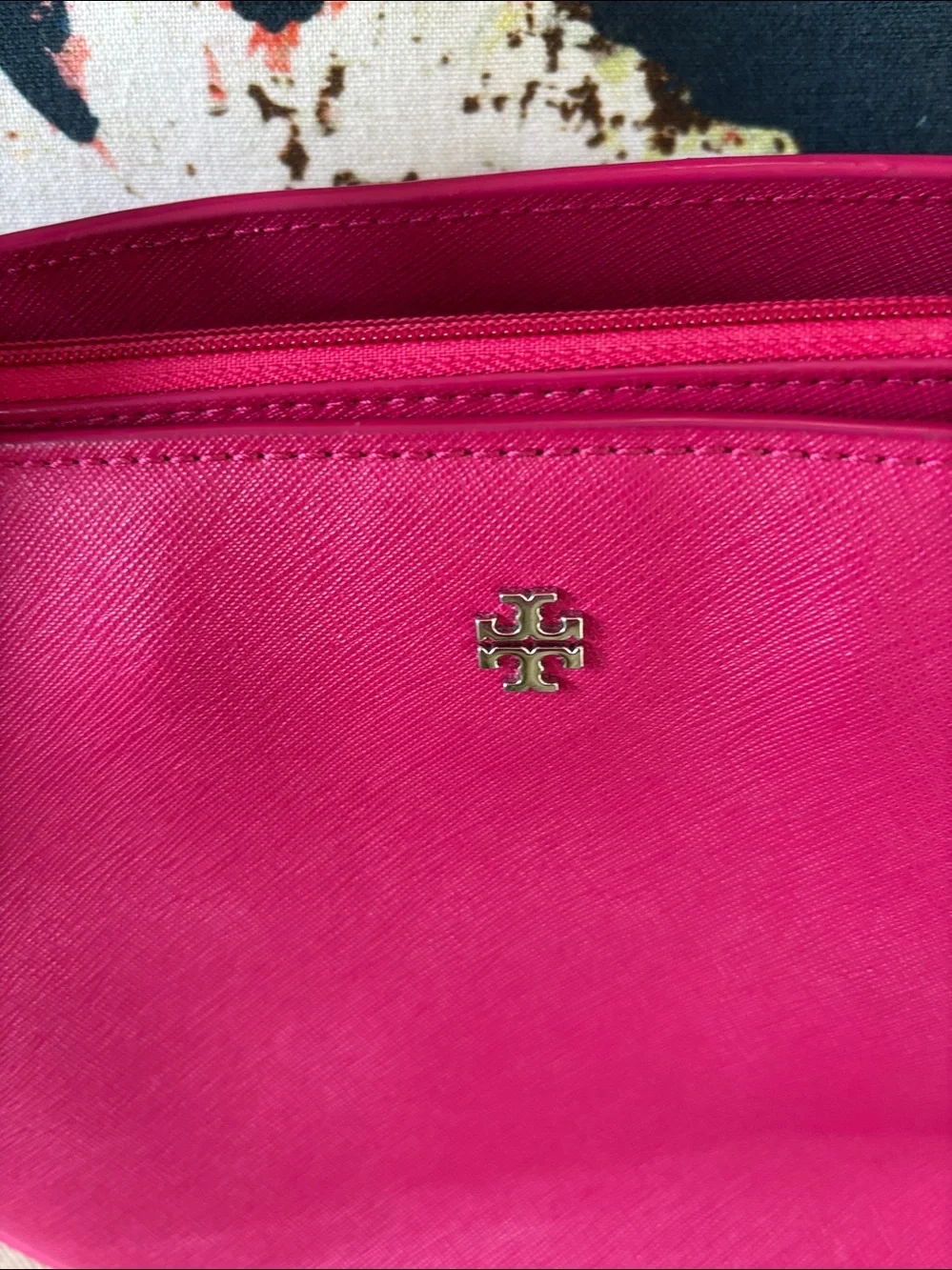 Tory Burch Bright Fuchsia Leather Tote
